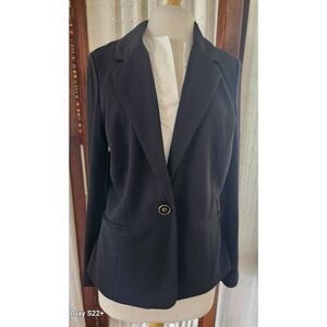 J32  My Collection 1 button blazer with black n white floral print lining